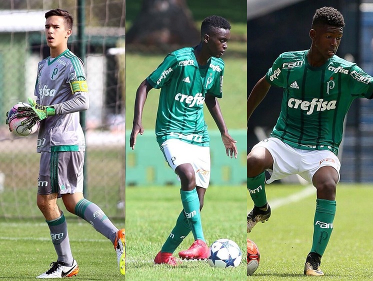 Fabio Menotti/Ag Palmeiras/Divulgação_Murilo D`Angelo, Matheus Matias e Luiz Guilherme (Robinho) foram convocados pela Seleção Brasileira Sub-15