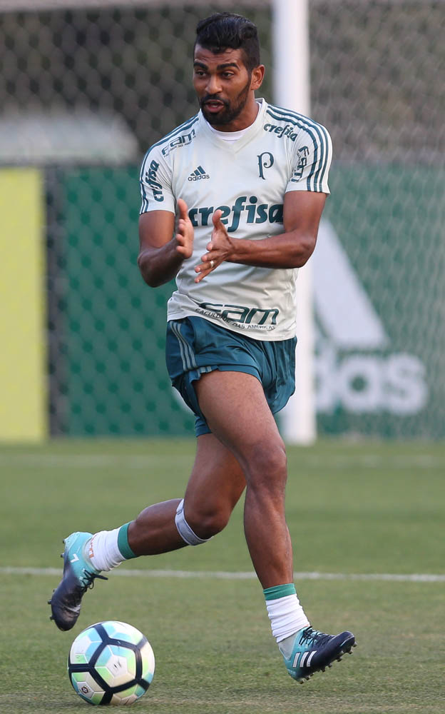 Cesar Greco/Ag Palmeiras/Divulgação_Thiago Santos atuou diante do Coritiba e treinou no campo nesta terça (19)